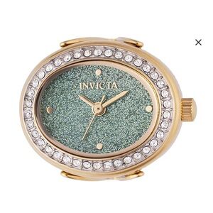 Invicta Mini 24mm Green Dial Yellow Stainless Steel Band Quartz Ring Watch